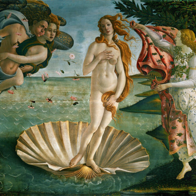 Birth of Venus by Sandro Botticelli wall mural in bedroom setting