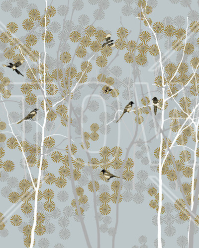 Fototapet Photowall PHW-E21765. Conține culorile: Gri, Gri Deschis, Galben, Curry, Portocaliu, Portocaliu Semnal, Verde, Verde Palid, Verde, Verde Măsliniu