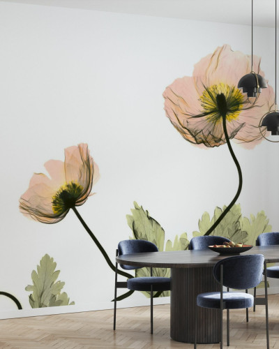 Fototapet floral cu maci islandezi în decor modern