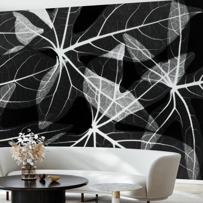 Tapet minimalist cu frunze, design modern