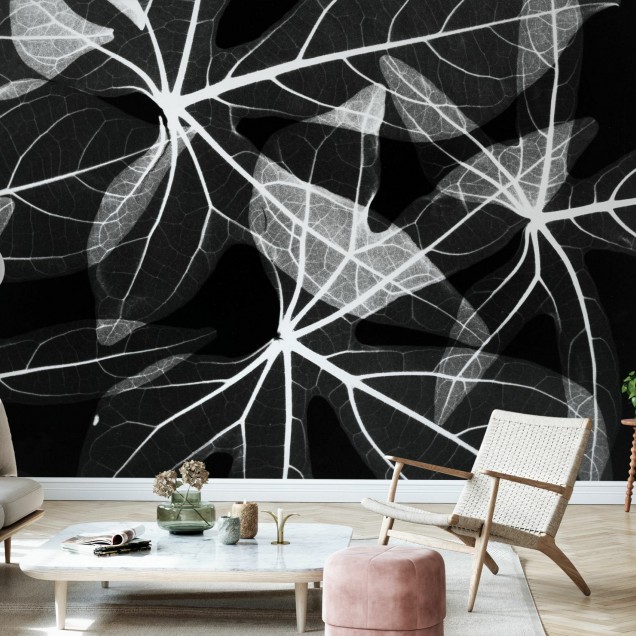 Tapet minimalist cu frunze, design modern