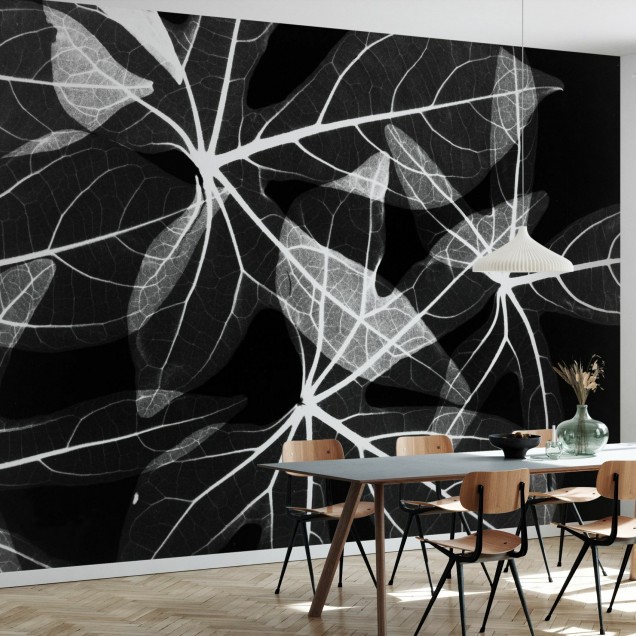 Tapet minimalist cu frunze, design modern