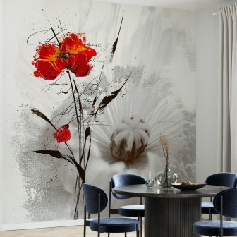 Fototapet floral cu accente artistice