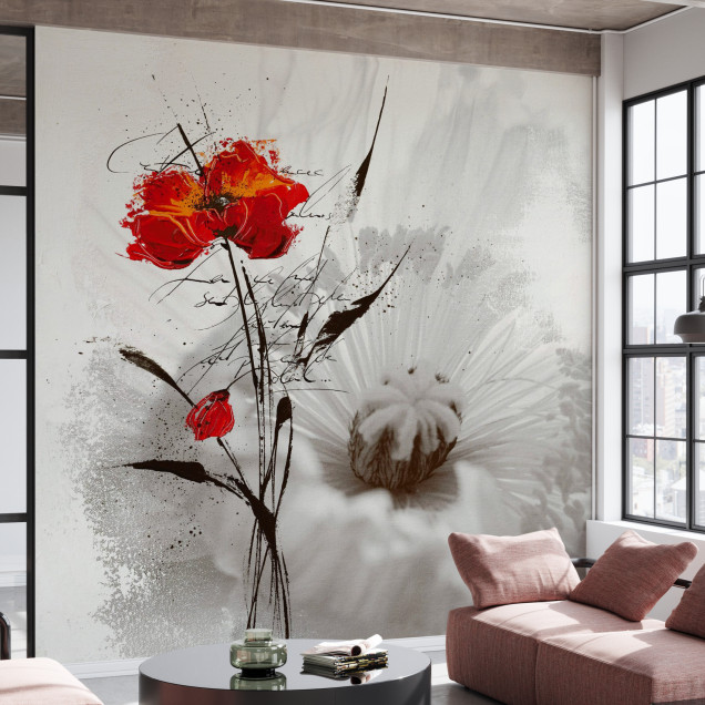 Fototapet floral cu accente artistice