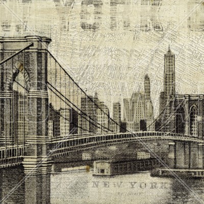 Tapet vintage cu Podul Brooklyn, New York