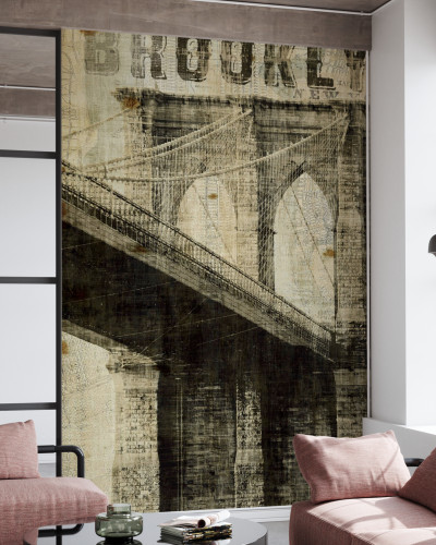 Tapet vintage cu Podul Brooklyn