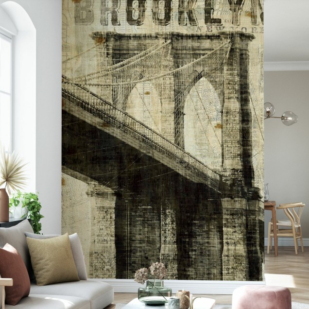Tapet vintage cu Podul Brooklyn