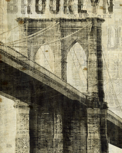 Tapet vintage cu Podul Brooklyn