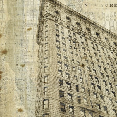 Tapet Vintage New York Flat Iron, cu clădirea Flat Iron din New York într-un design vintage.