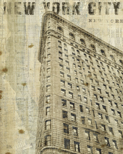 Tapet Vintage New York Flat Iron, cu clădirea Flat Iron din New York într-un design vintage.