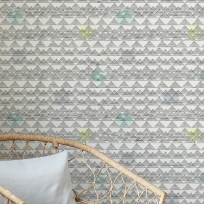 Mountain Line cu model geometric, minimalist, cu triunghiuri negre pe fond alb. Mountain Line este perfect pentru a crea o atmosferă relaxantă.