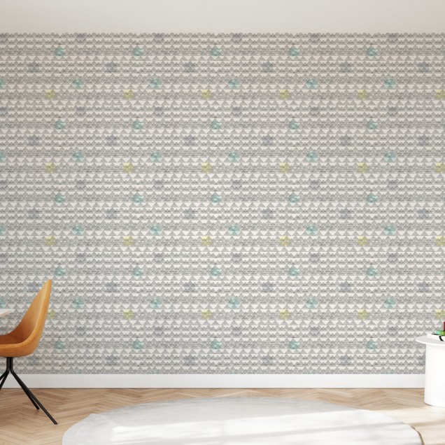 Mountain Line cu model geometric, minimalist, cu triunghiuri negre pe fond alb. Mountain Line este perfect pentru a crea o atmosferă relaxantă.