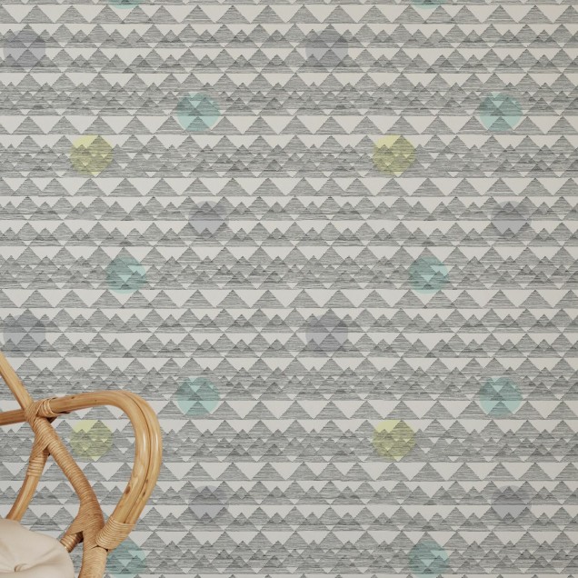 Mountain Line cu model geometric, minimalist, cu triunghiuri negre pe fond alb. Mountain Line este perfect pentru a crea o atmosferă relaxantă.