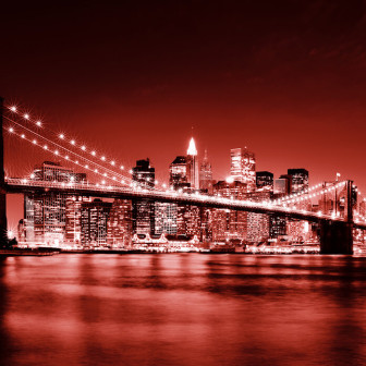 Fototapet cu podul Brooklyn în nuanțe de roșu