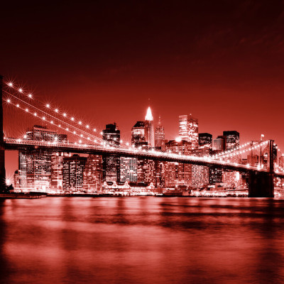 Bright Brooklyn Bridge - Red, Photowall