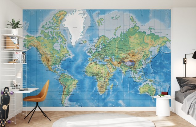 Fototapet World Map Detailed, Photowall