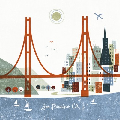 Tapet cu imaginea orașului San Francisco, Podul Golden Gate, culori vii