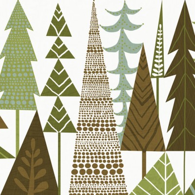 Forest Folklore Green Trees - tapet cu design unic, inspiră o atmosferă relaxantă și naturală