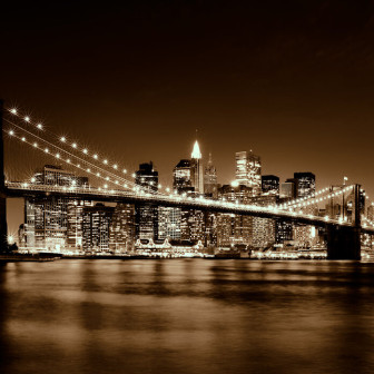Fototapet cu Podul Brooklyn în nuanțe de galben
