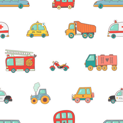 Tapet cu design de autovehicule într-o cameră decorată modern