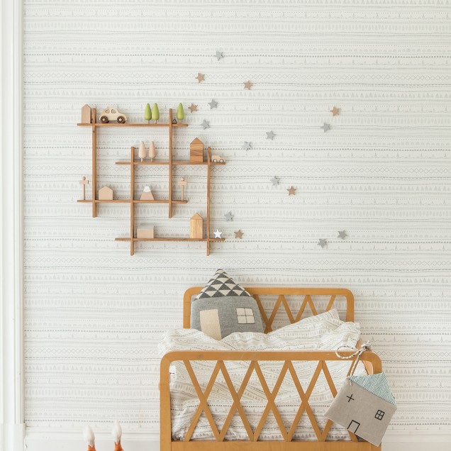 Tapet cu design Nordic Folk Ash - culori neutre, model fin