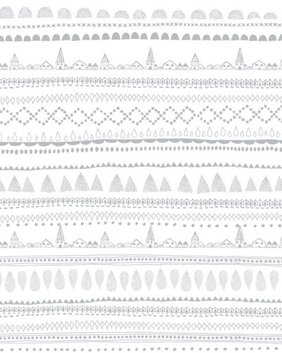 Tapet cu design Nordic Folk Ash - culori neutre, model fin
