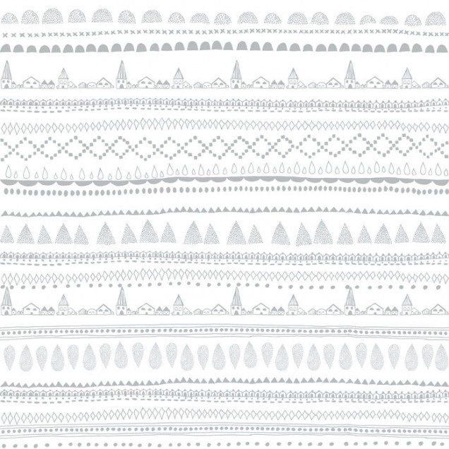 Tapet cu design Nordic Folk Ash - culori neutre, model fin