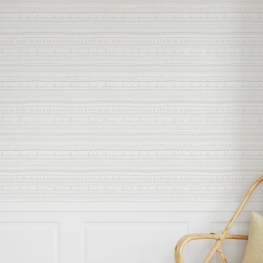 Tapet cu design Nordic Folk Ash - culori neutre, model fin