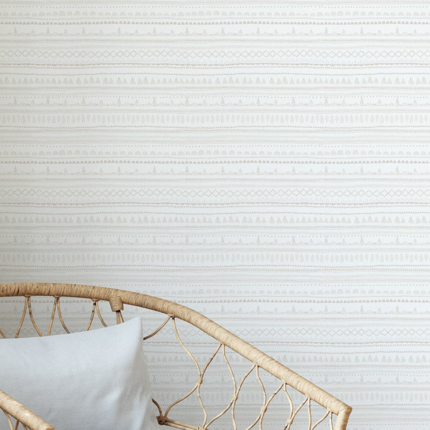 Tapet cu design Nordic Folk Ash - culori neutre, model fin