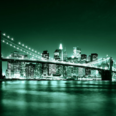 Bright Brooklyn Bridge - Green, Photowall
