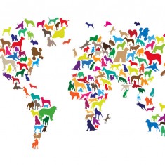 Fototapet Dogs World Map Multicolor, personalizat, Photowall
