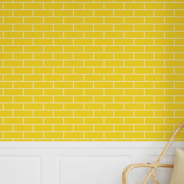 Tegel Yellow tapet cu aspect de cărămidă galbenă, ideal pentru a crea o atmosferă vibrantă și primitoare.