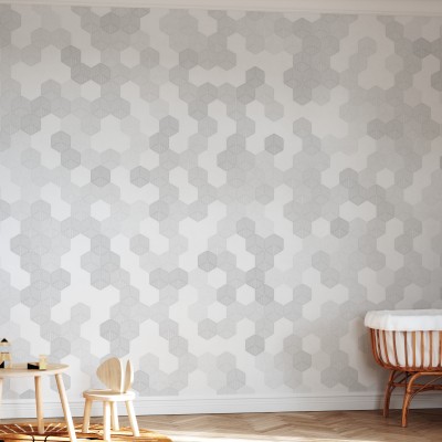 Tapet Hexagon gri cu design geometric modern