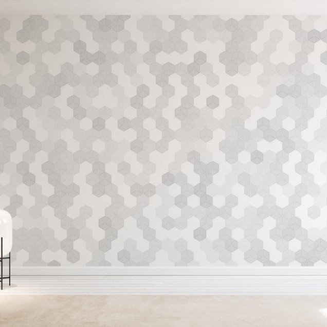 Tapet Hexagon gri cu design geometric modern