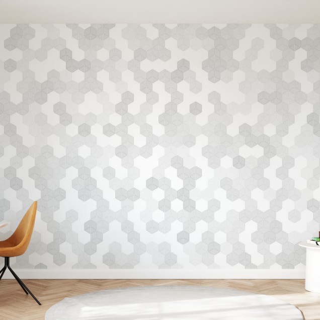 Tapet Hexagon gri cu design geometric modern