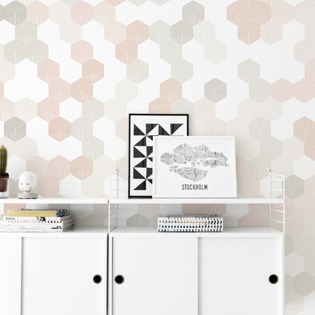 Wallpaper cu hexagonuri roz