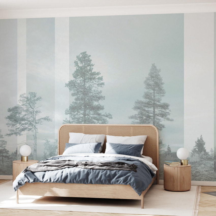 Tapet de perete Panorama Black cu design minimalist in nuante de gri si negru.