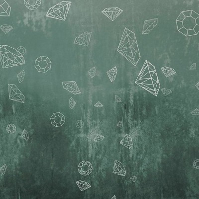 Tapet abstract cu diamane Lost Diamonds, Bluegreen, cu o combinație de culori reci și grafice discrete.
