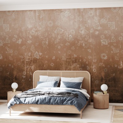 Wallpaper Lost Diamonds, Copper - Diamante lucioase pe fundal auriu cu textura metalică.