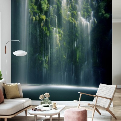 Tapet cu cascadă Mossbrae Falls în lumina soarelui