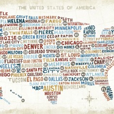 Fototapet US City Map, personalizat, Photowall