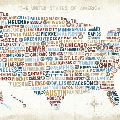 Fototapet US City Map, personalizat, Photowall,  