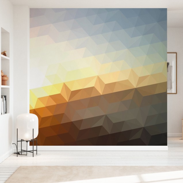 Tapet Abstract Sunset, Photowall, cu design geometric abstract, inspirat de culorile unui apus de soare.