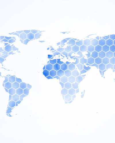 Blue Hexagon World Map, hartă a lumii cu design modern, tapet, tapet perete, decorațiuni interioare