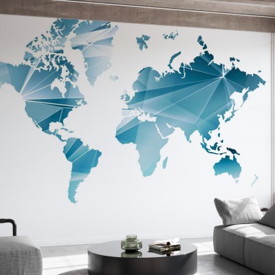 Geometric Concept World Map - Harta lumii abstractă, decor de perete modern