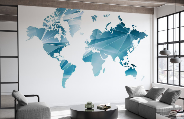 Fototapet Geometric Concept World Map, Photowall