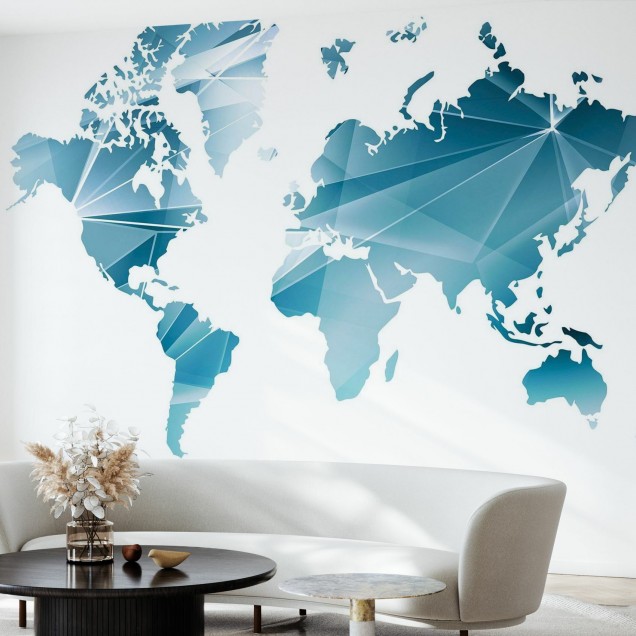Geometric Concept World Map - Harta lumii abstractă, decor de perete modern