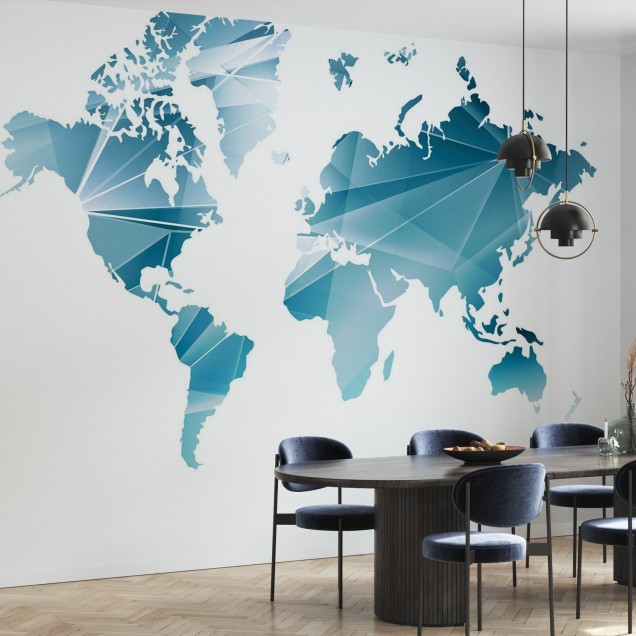 Geometric Concept World Map - Harta lumii abstractă, decor de perete modern