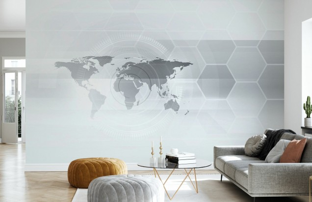 Fototapet Hexagon World Map, Photowall