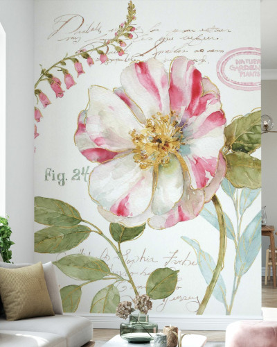 Tapet cu flori Candy Cane Striped Flower, cu flori delicate cu dungi pastelate